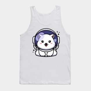 Cute baby polar bear wearing an astronaut helmet, cartoon character Tank Top